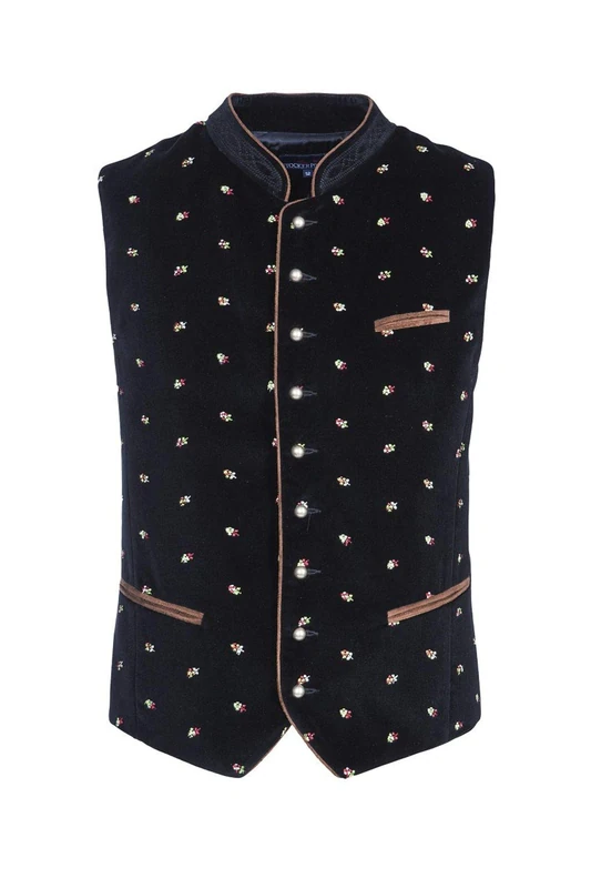 Stockerpoint Men's Weste Calzado Trachten Floral Sleeveless Cardigan, Black (schwarz), Small