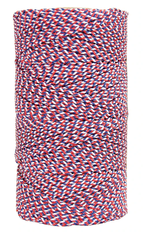 W. Rose RO687 Super Tough Professional Bonded Braided Nylon Mason's Line, 685-Feet, White/Blue/Red