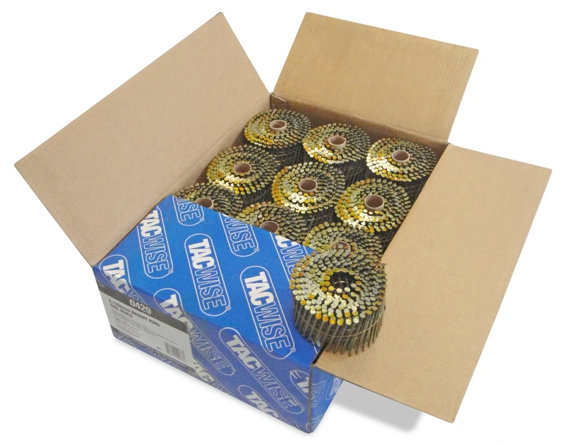 Tacwise 0429 Bright Flat Top Coil Nails Type 2.7 x 64 mm, Diamond Point, Ring Shank, 16° Inclined, Wire Collated, Pack of 6000