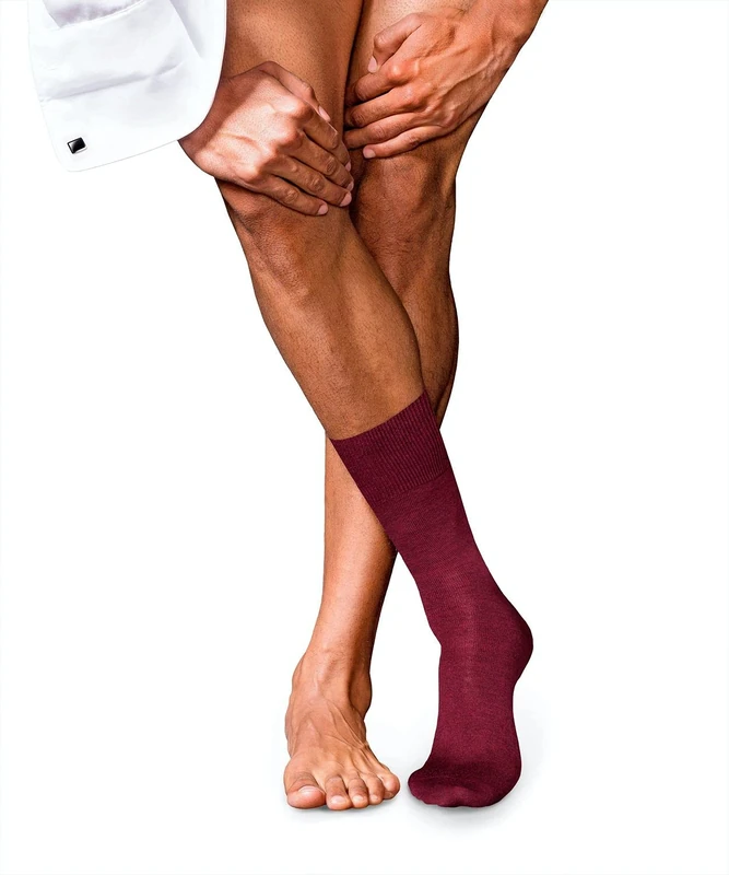 FALKE Men's No. 6 M So Wool Silk Plain 1 Pair Socks, Red Barolo 8596, 10-11