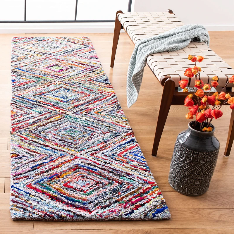 Safavieh Transitional Indoor Hand Tufted Runner Area Rug, Nantucket Collection, NAN314, in Multi, 69 X 213 cm for Living Room, Bedroom or Any Indoor Space