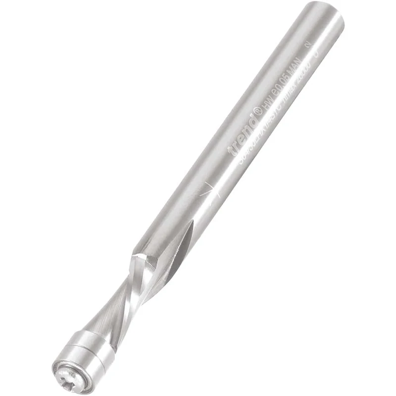 Trend Professional Aluminium Guided Spiral Downcut Router Cutter, 1/4 Inch Shank, 6.3mm Cut Diameter & 12.7mm Cut Length, Solid Carbide, S64/30LHX1/4STC