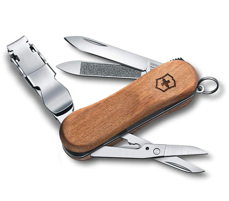 Victorinox Nailclip 580, Swiss Made, 6 Functions, Nail File, Nail Clipper, Blade, Scissors, Wood