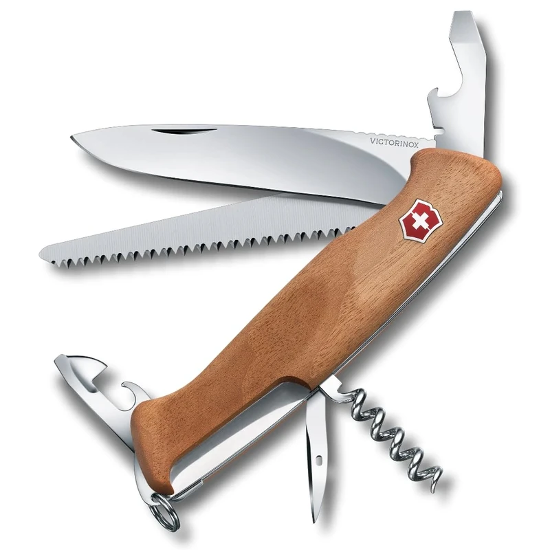 Victorinox Ranger Wood 55 Swiss Army Knife, Large, Multi Tool, 10 Functions, Locking Blade, Wood