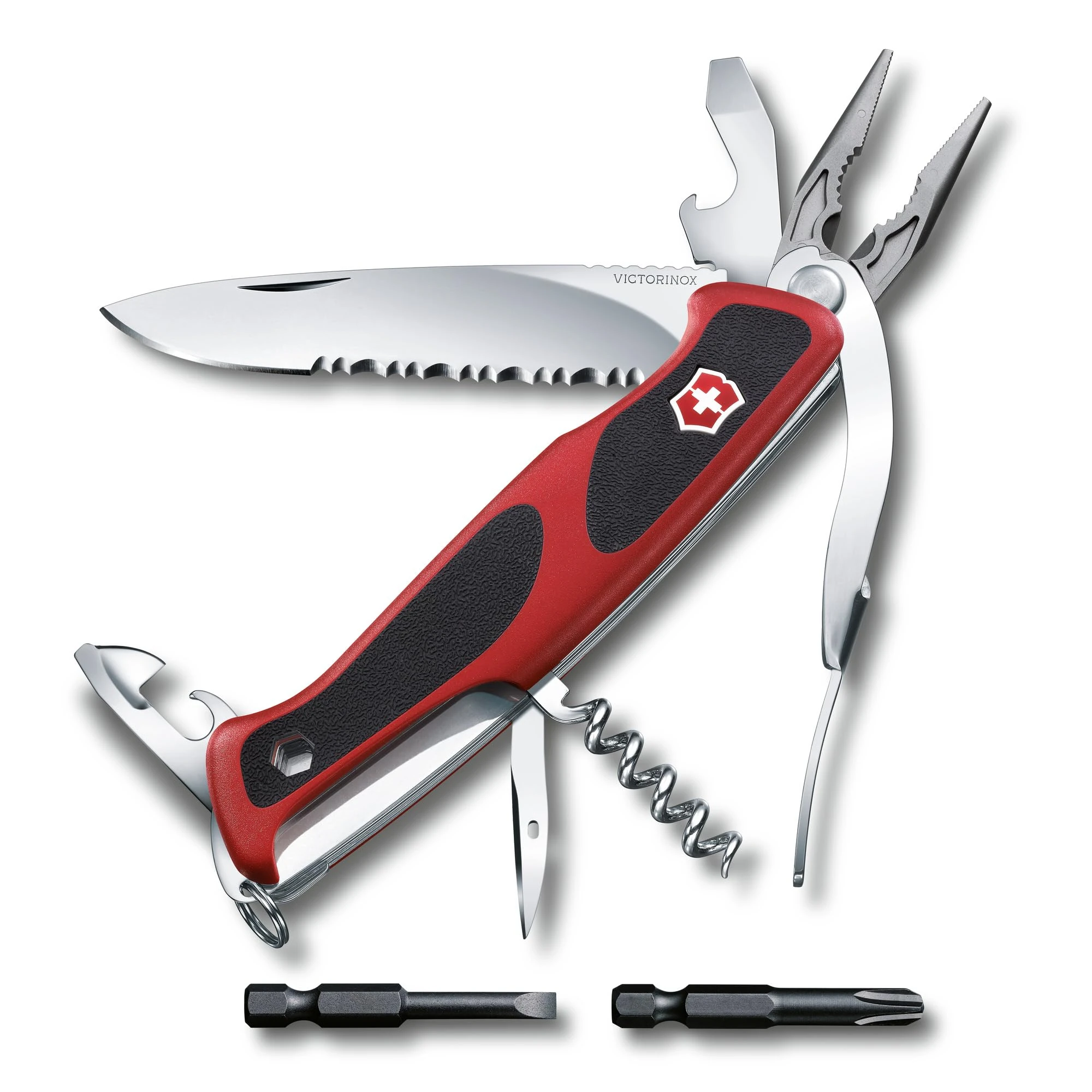 Victorinox Ranger Grip 174 Swiss Army Pocket Knife, Large, Multi Tool, 17 Functions, Locking Blade, Case, Red/Black