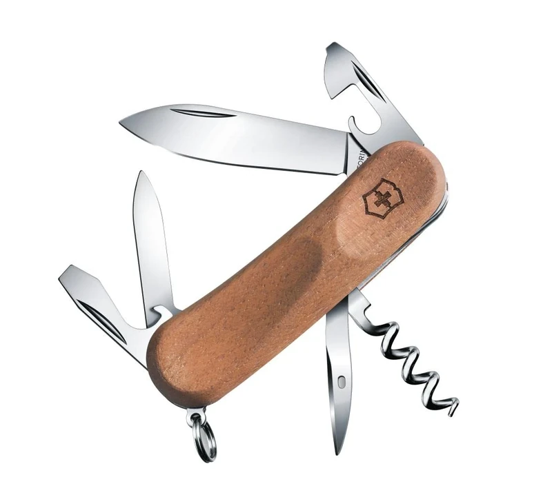 Victorinox Evolution Wood 10 Swiss Army Knife, Medium, Multi Tool, 11 Functions, Blade, Nail File, Wood