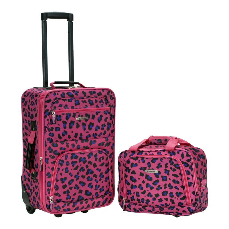 Rockland Fashion Softside Upright Luggage Set, Magenta Leopard,2-Piece Set (14/19)