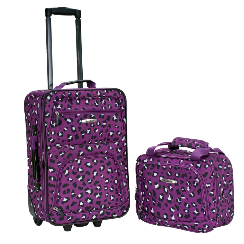 Rockland Fashion Softside Upright Luggage Set, Purple Leopard, 2-Piece Set (14/19)