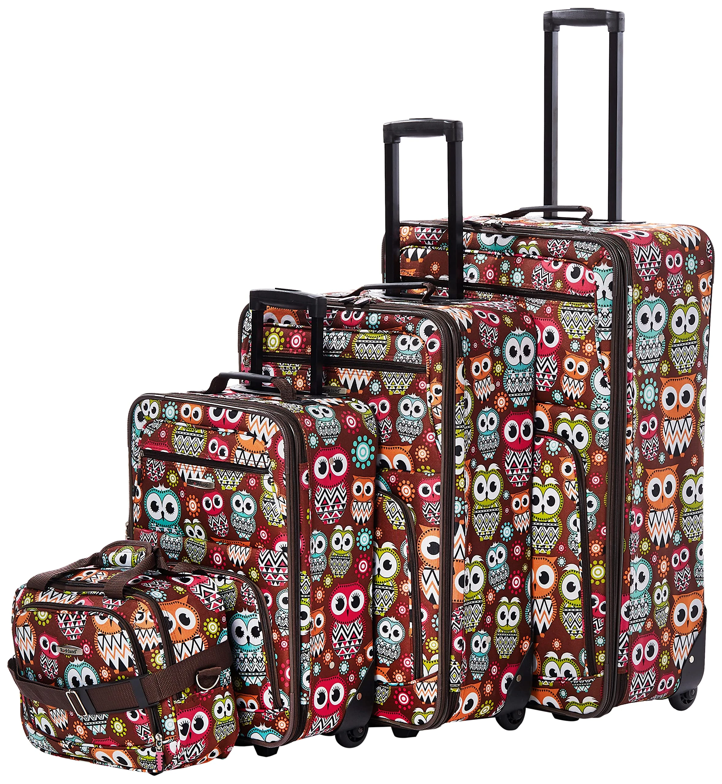 Rockland Jungle Softside Upright Luggage Set, Owl, 4-Piece Set (14/29/24/28)