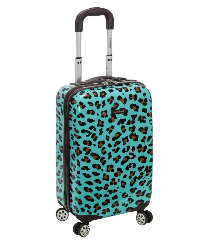 Rockland Safari Hardside Spinner Wheel Luggage, Blue Leopard, Carry-On 20-Inch, BLUELEOPARD, 20-Inch, Melbourne Hardside Expandable Spinner Wheel Luggage