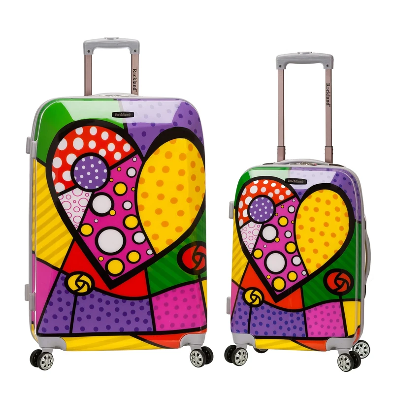 Rockland Departure Hardside Spinner Wheel Luggage, Heart, 2-Piece Set (20/28), Heart, 2-Piece Set (20/28), Departure Hardside Spinner Wheel Luggage Set