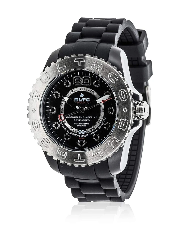 Bultaco BLPB45A-CB2_ Men's Analogue Automatic Watch with Rubber Strap, Black, 45MM, Stripes