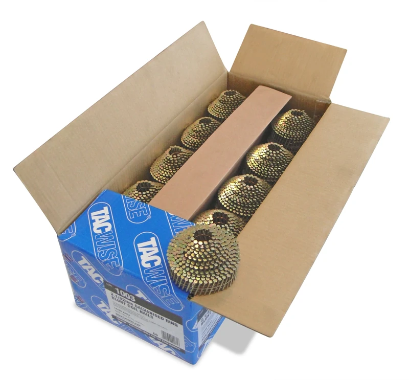 Tacwise 1003 Type 2.1 / 32 mm Galvanised Conical Top Coil Nails, Blunt Point, Ring Shank, 16° Inclined, Wire Collated, Pack of 14,400