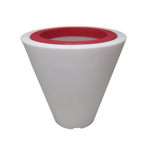 Green City Open XS Round Plant Pot with Ring Resin/Plastic White/Raspberry - Image 1
