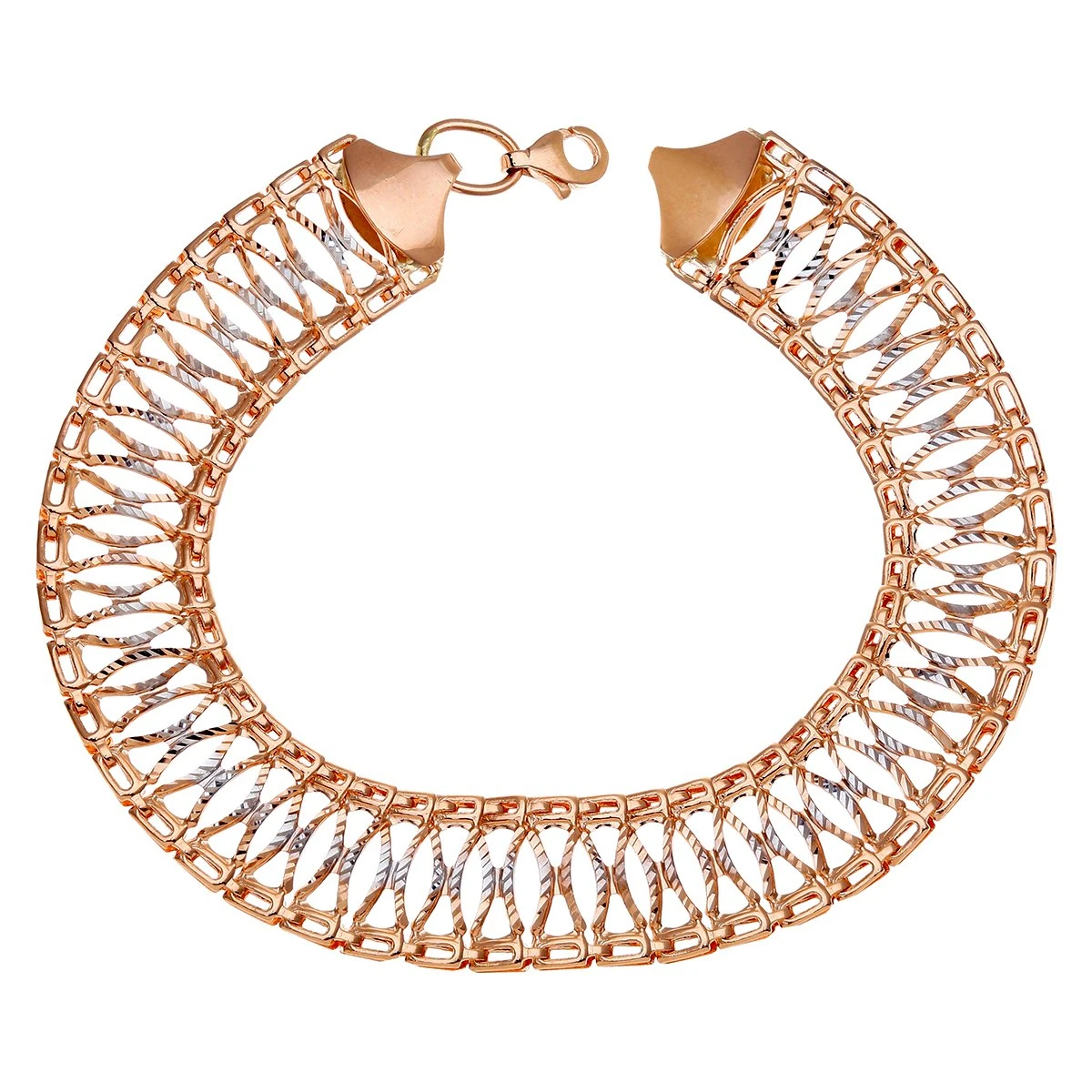 Citerna 9 ct Rose and White Gold Kiss Links Bracelet of Length 19 cm