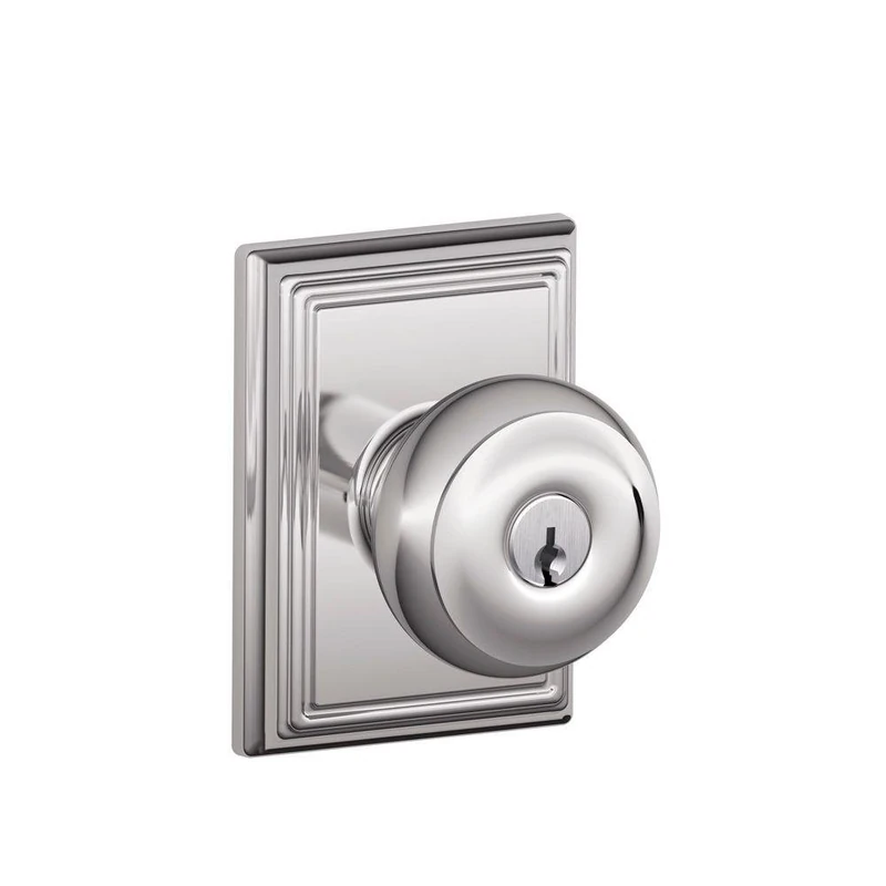 Schlage F51A GEO 625 ADD Addison Collection Georgian Keyed Entry Knob, Bright Chrome