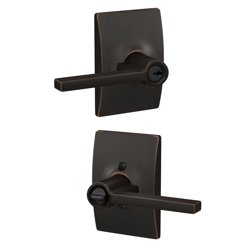 SCHLAGE F51A LAT 716 CEN Latitude Lever with Century Trim Keyed Entry Lock, Aged Bronze