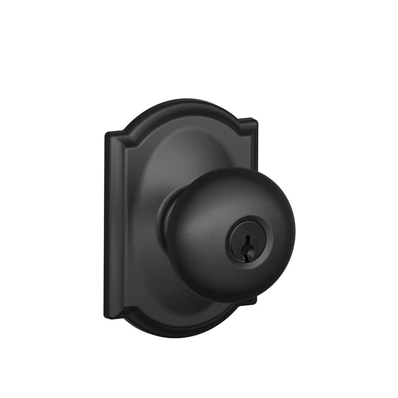 Schlage F51A PLY 622 CAM Camelot Collection Plymouth Keyed Entry Knob, Matte Black