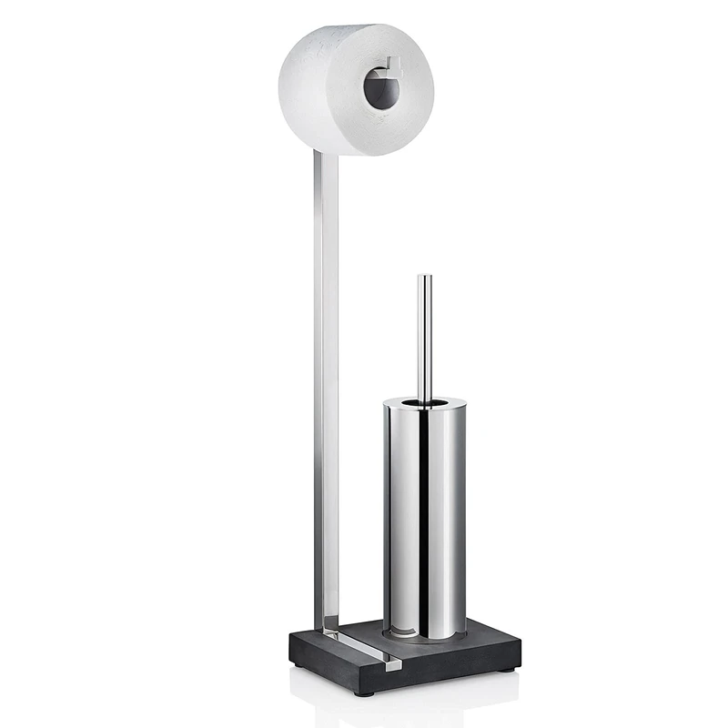 Blomus Toilet Butler, Polished, Stainless_Steel, Silver, Anthracite, H 64,5 cm, B 15 cm, T 20 cm, 68820