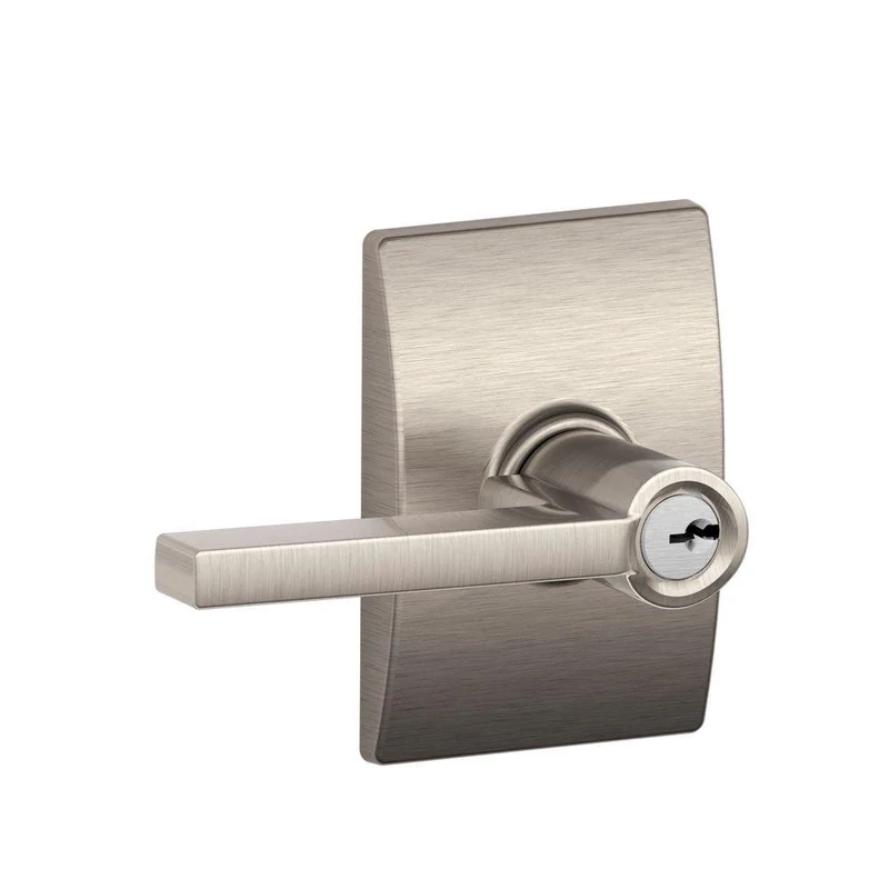 SCHLAGE F51ALAT619CEN Latitude Door Lever with Century Trim Keyed Entry Lock, Satin Nickel