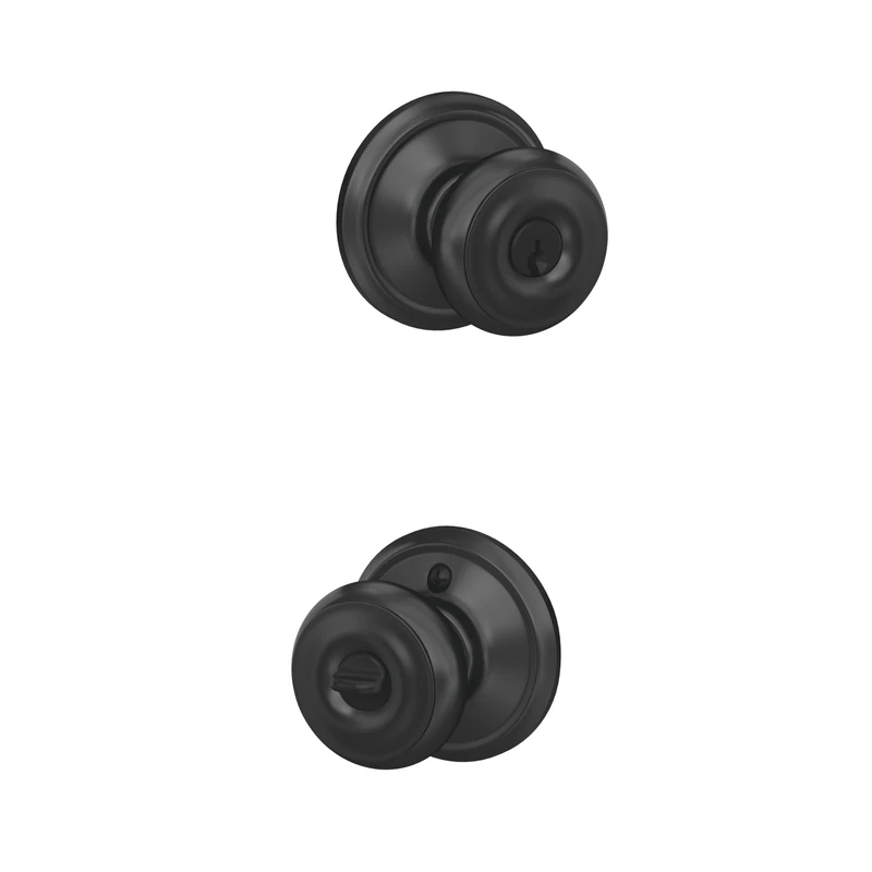 Schlage F51A GEO 622 Georgian Keyed Entry Knob, Matte Black