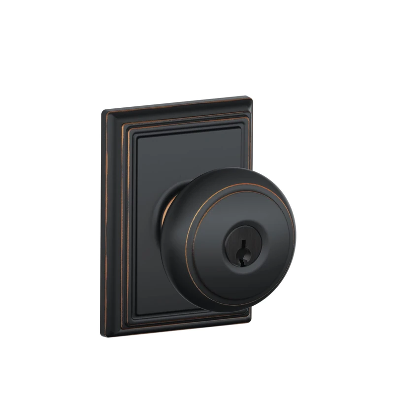 Schlage F51A and 716 ADD Addison Collection Andover Keyed Entry Knob, Aged Bronze