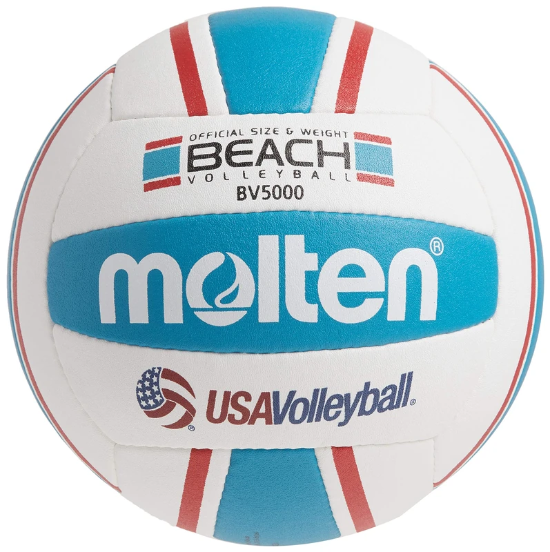 Molten Elite Beach Volleyball, Red/Blue, Hand-stitched Cover, Outdoor Use, 1 Year Warranty