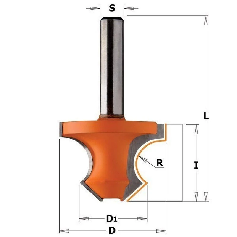 CMT Orange Tools 954.080.11 – Bead Routr Bit 45° Hw S=8 D=36X25 R=8