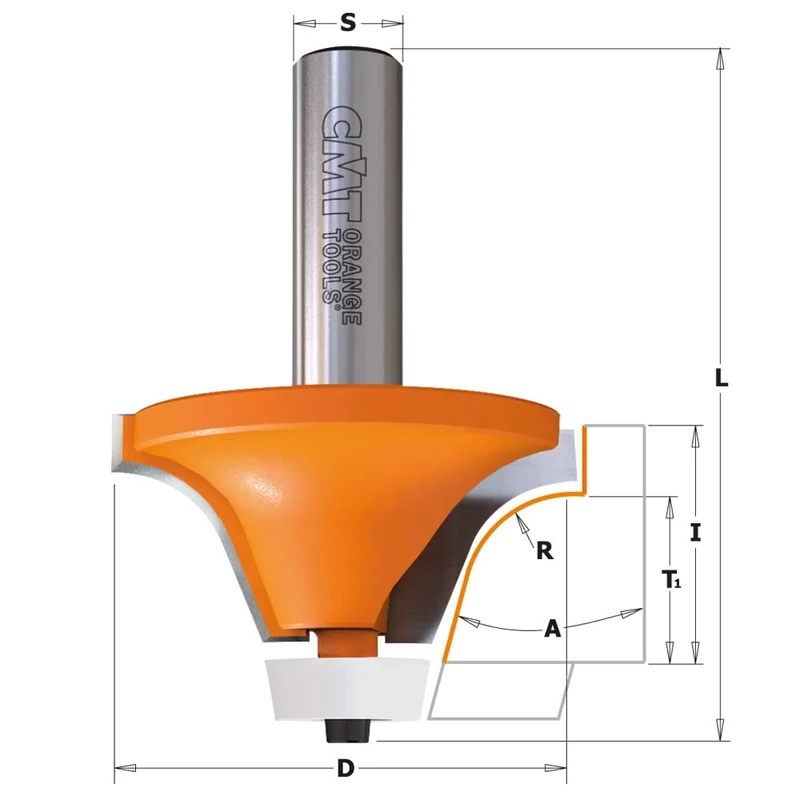 CMT Orange Tools 980.541.11 – Bevel Cutter for Corian Hw S=12 D=54 A=18° R=12.7