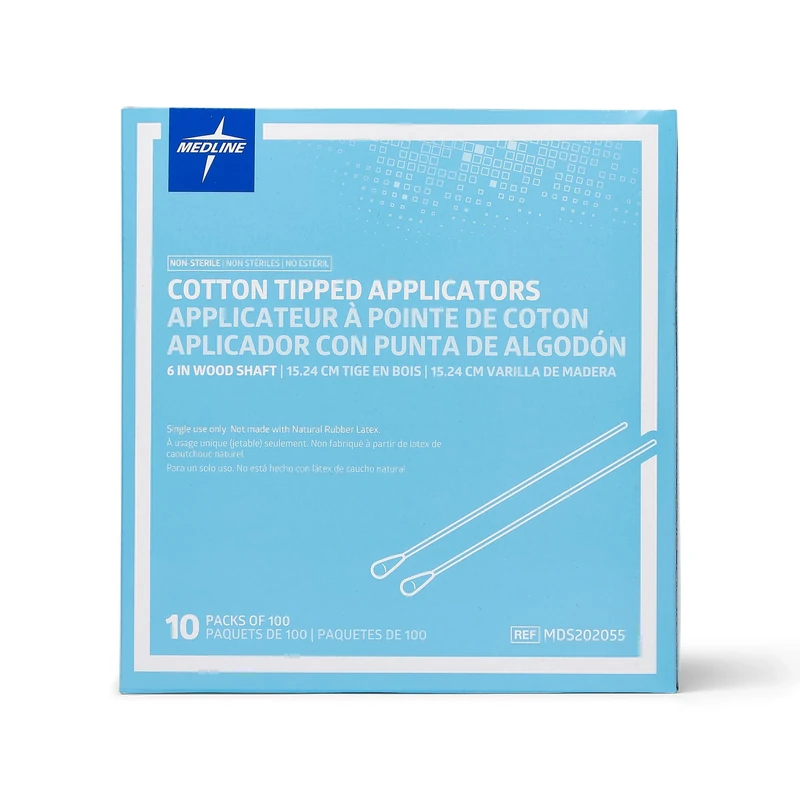 Medline Non-Sterile Cotton Tipped Applicator, 6" (Pack of 10000)