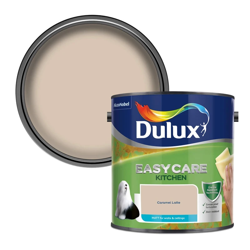 Dulux 500000 Easycare Kitchen Matt Emulsion Paint - Caramel Latte 2.5L