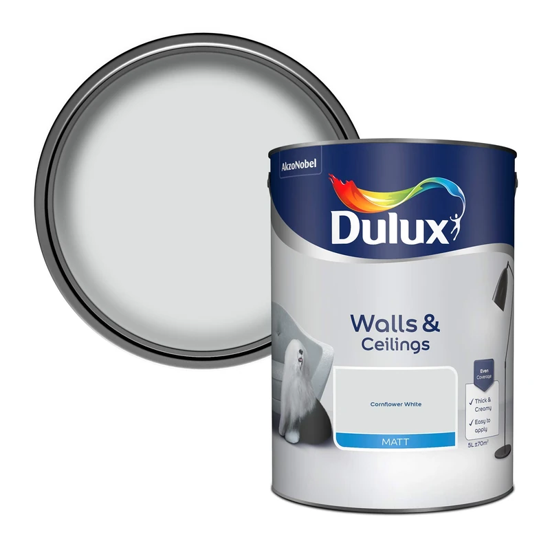 Dulux Walls & Ceilings Matt Emulsion Paint - Cornflower White - 5L