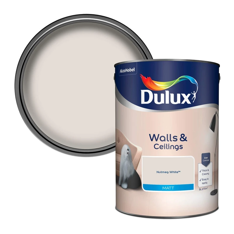 Dulux Walls & Ceilings Matt Emulsion Paint - Nutmeg White - 5L