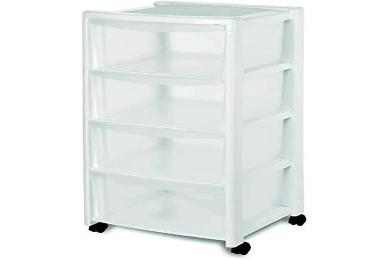 Stefanplast Libera 4 Drawers High Storage Unit, White, 40 x 40 x 80 cm