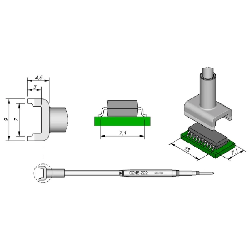 Jbc C245222 SMD Desoldering Tip for T245
