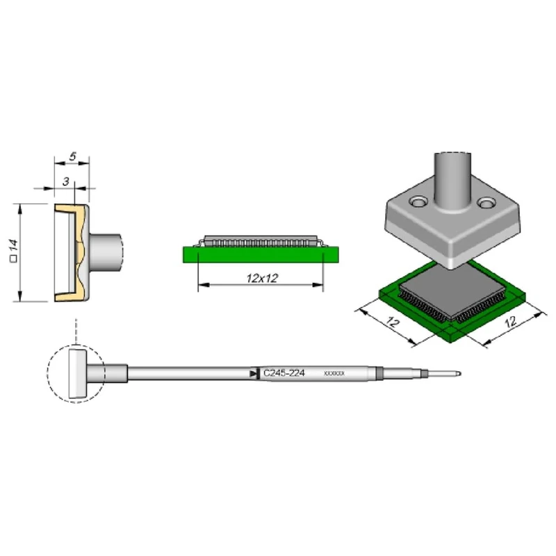 Jbc C245224 SMD Desoldering Tip for T245