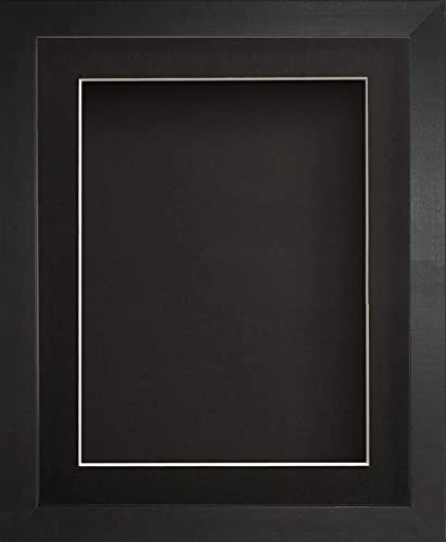 Radcliffe Black Wooden Deep Box 3D 24x18" Frame with Black Mount for Image 18x12", Black Backing Board * Choice of Sizes* Fitted with Perspex