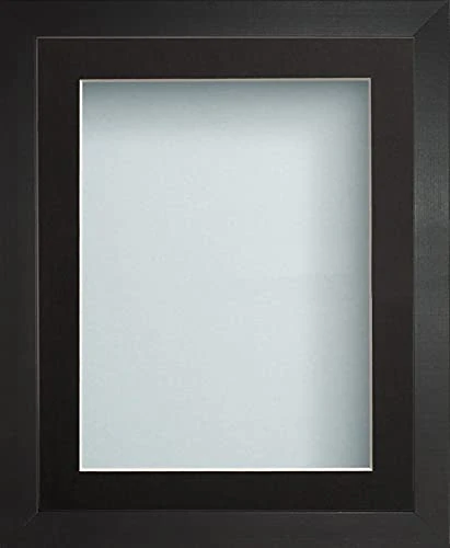 Radcliffe Black Wooden Deep Box 3D A2 (23.4x16.5) Frame with Black Mount for Image A3 (16.5x11.75), Light Blue Backing Board * Choice of Sizes* Fitted with Perspex