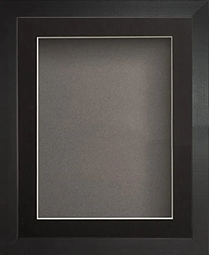 Radcliffe Black Wooden Deep Box 3D A2 (23.4x16.5) Frame with Black Mount for Image A3 (16.5x11.75), Grey Backing Board * Choice of Sizes* Fitted with Perspex