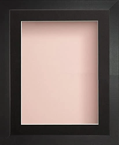 Radcliffe Black Wooden Deep Box 3D A2 (23.4x16.5) Frame with Black Mount for Image A3 (16.5x11.75), Pink Backing Board * Choice of Sizes* Fitted with Perspex