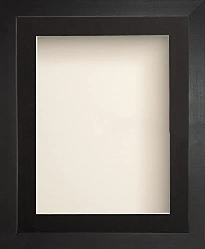 Radcliffe Black Wooden Deep Box 3D 7x5" Frame with Black Mount for Image 5x3", Ivory Backing Board * Choice of Sizes* Fitted with Real Glass