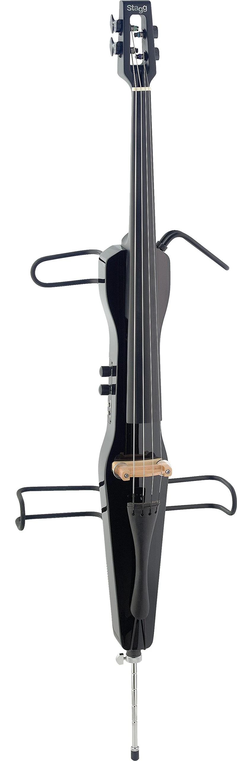 Stagg 3/4 Size Electric Upright Double Bass with Gig Bag, Black Finish