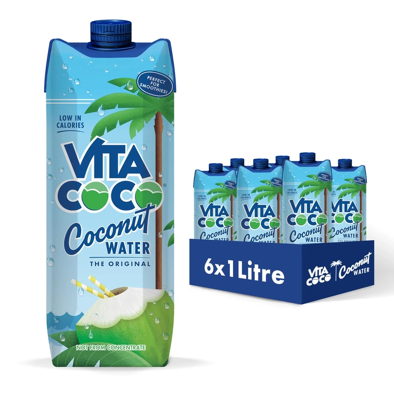 Vita Coco Original Coconut Water Multipack 1L x 6, Packed With Electrolytes, Gluten Free, Full Of Vitamin C, Good Source Of Potassium, Low-Calorie Electrolyte Drink, Thirst Quenching Refreshment