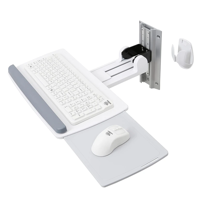Ergotron Neo-Flex Keyboard Wall Mount - Mounting kit (Wrist Rest, Mouse Pouch, Mount Bracket, Keyboard Tray, mounting Hardware, wall Track 10") for Keyboard/Mouse - White