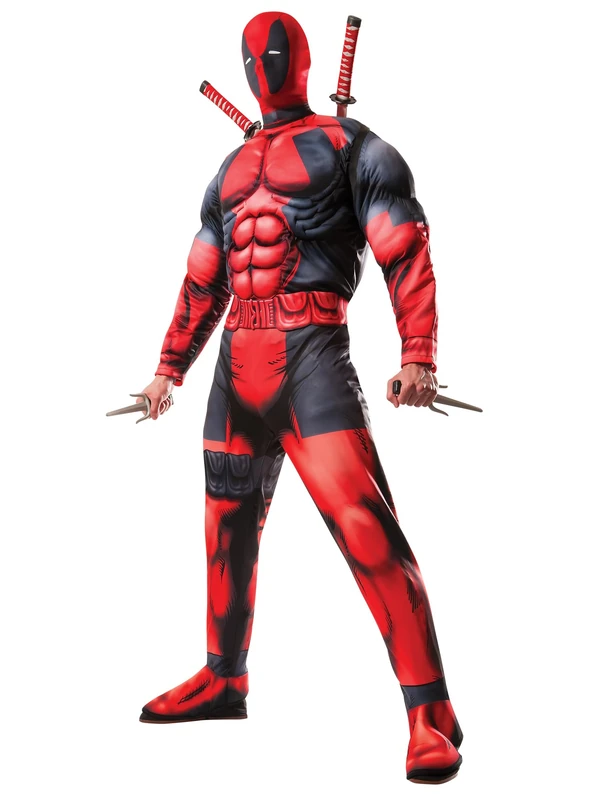 Rubie's Official Marvel Deadpool Deluxe, Adult Costume, Standard Up to 42 inch Chest, Red