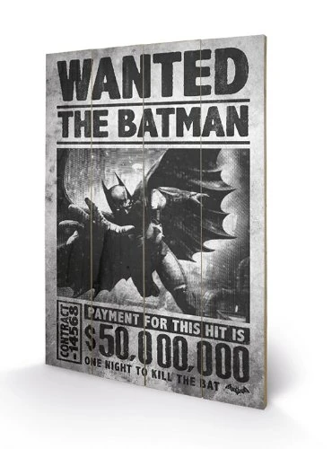 DC Comics Batman Arkham Origins Wanted Sw11085P Wandarbeit Made From Spruce Wood, Canvas Printed