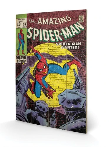 Pyramid International Spider-Man Wanted Wood Print 40 x 59cm, Multi-Colour, 40 x 59 x 1.3 cm