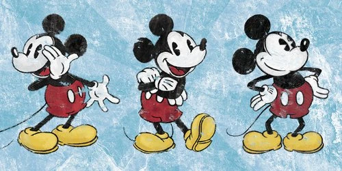 Disney Junior Pyramid International Mickey Mouse Squeaky Chic Triptych Canvas Print, Multi-Colour, 50 x 100 cm