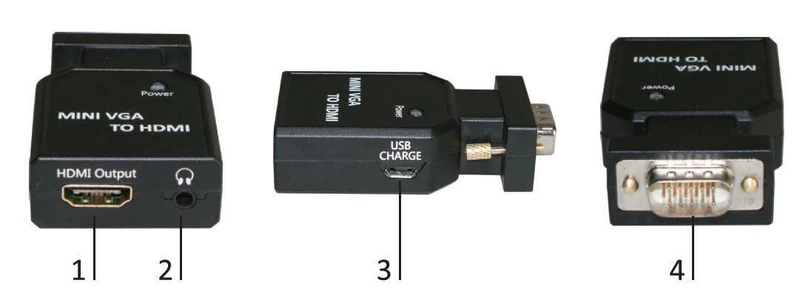Microconnect MC-CONMVGAHM HDMI Mini-VGA Black and Video Adapter Cable - Image 1
