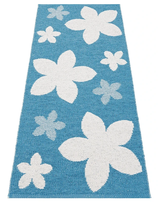 Horredsmattan 11415-0005 Synthetic Fibre Rug Flower Design 70 x 250 cm Turquoise